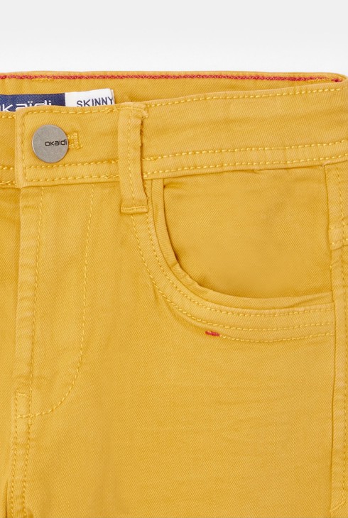 Ozke enobarvne platnene hlače  rumena deček 2