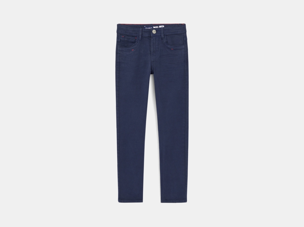Pantalon slim en toile unie bleu garçon 1