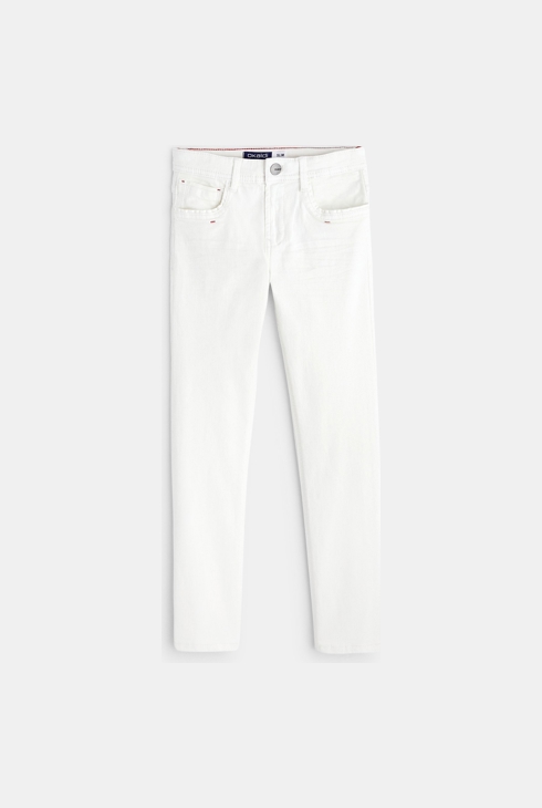 Pantalon slim en toile uni blanc garçon