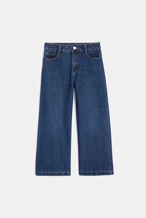 Široke in kratke kavbojke z visokim pasom modra deklica 1