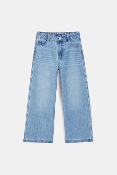 Široke in kratke kavbojke z visokim pasom modra deklica 2