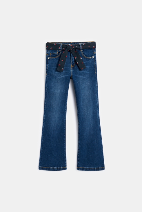 Jean flare ceinturé bleu fille 1