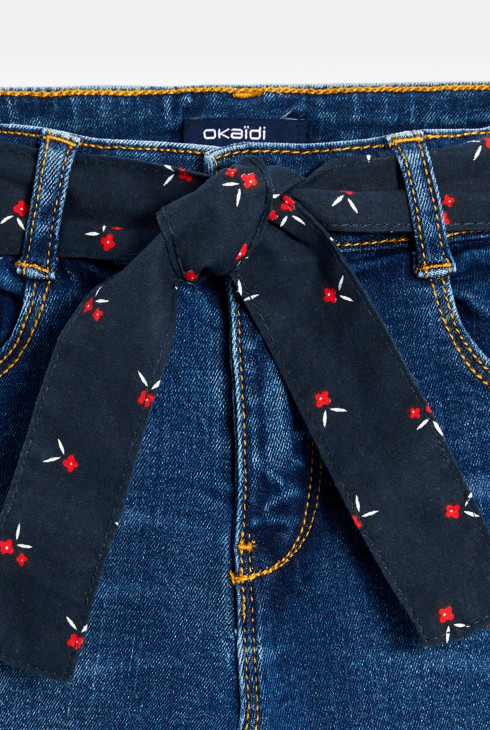 Jean flare ceinturé bleu fille 2