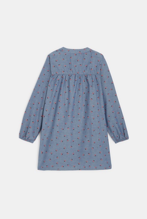 Tablier d'écolière motif cerises bleu fille 2