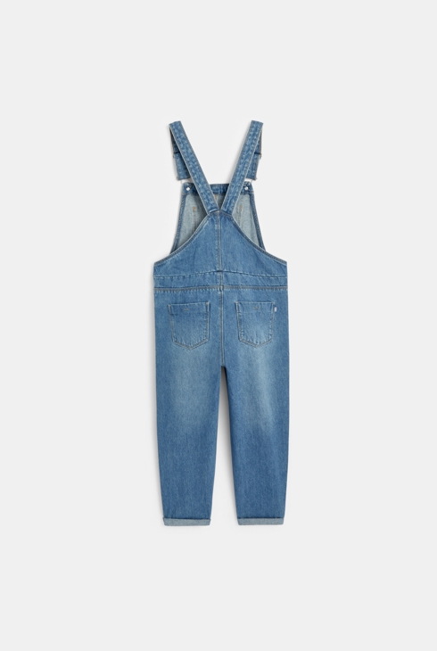 Salopette en jean délavé bleue fille