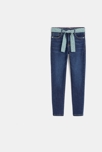 Jean skinny ceinturé bleu fille