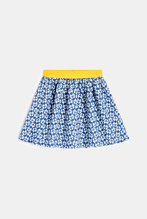 Široko krilo s potiskom po celotni površini modra deklica 1