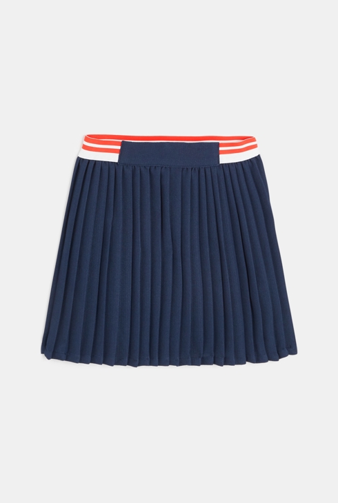 Kratko plisirano krilo z učinkom jeansa modra deklica 1