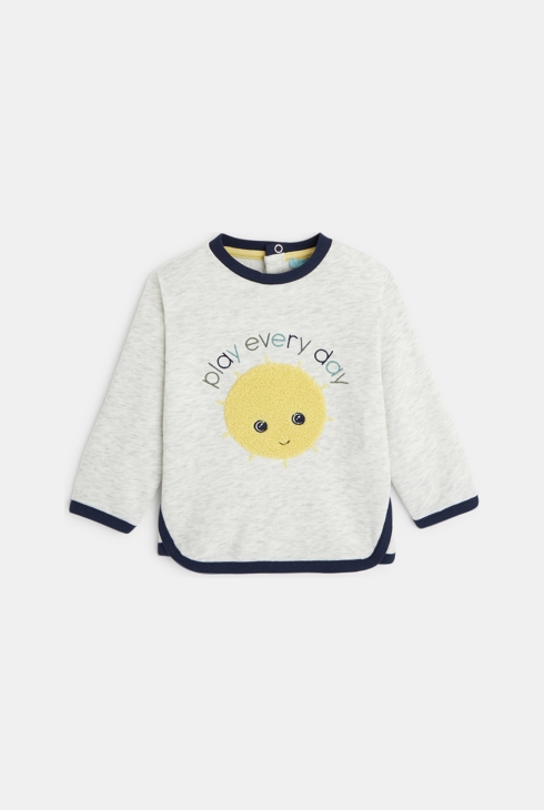 Molton-Sweatshirt mit Sonne Weiß Baby Jungen 1
