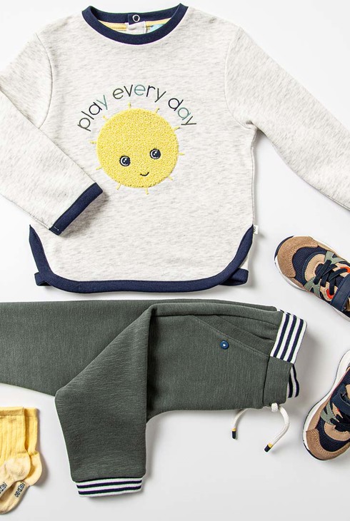 Molton-Sweatshirt mit Sonne Weiß Baby Jungen 2