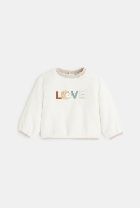 Sweat velours hérisson Love blanc bébé fille 1