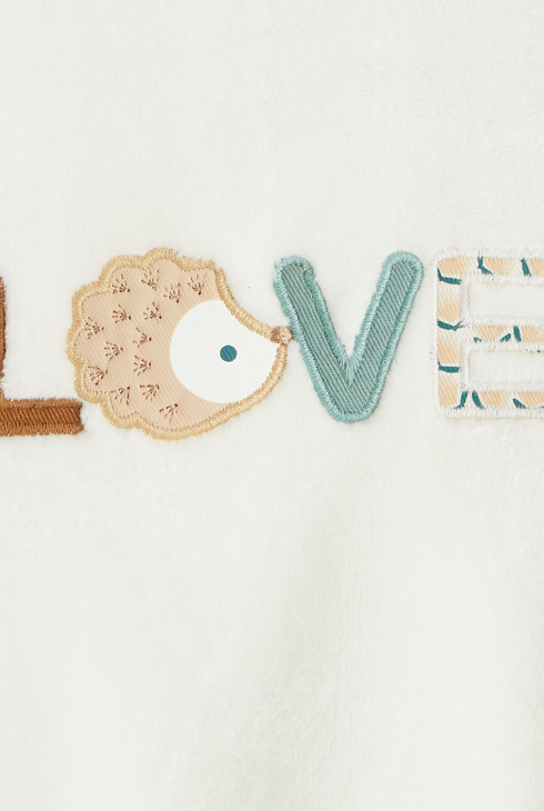 Sweat velours hérisson Love blanc bébé fille 2