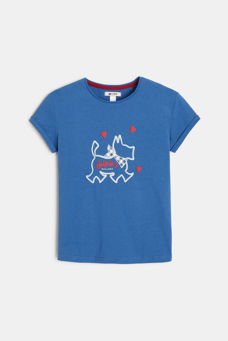 T-shirt bleu Scottish fille 1