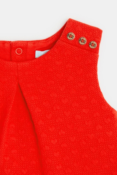 Baby girls' red heart waffle-texture chasuble-style dress 2