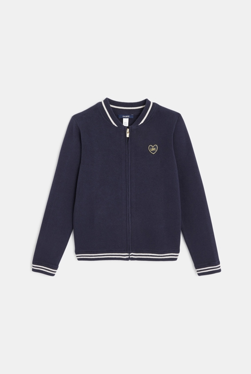 Teddy zippé en maille bleu fille 1