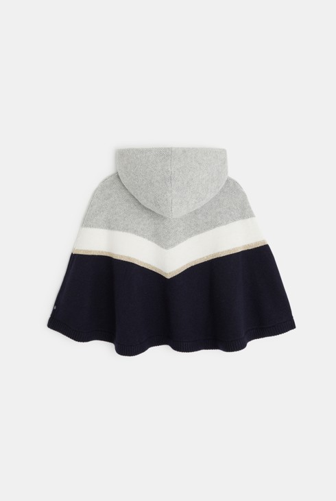 Gestricktes Kapuzencape Blau Mädchen 2