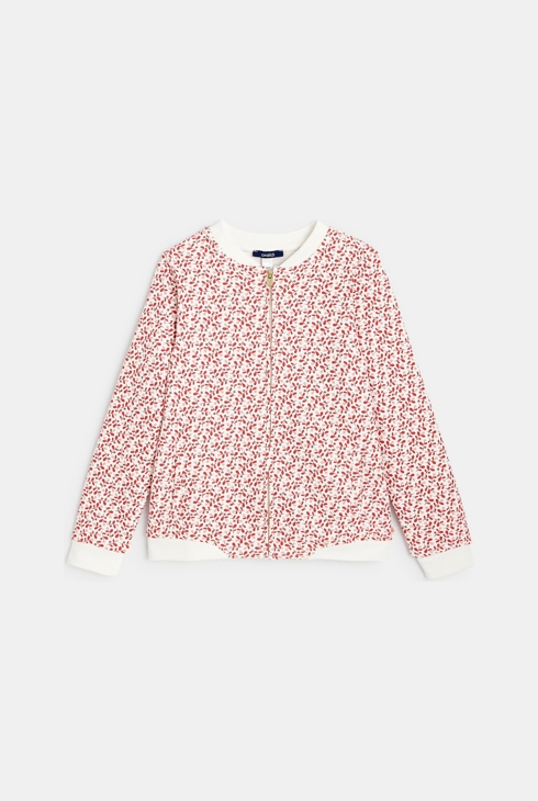 Collegejacke aus Molton mit Allover-Druckmuster. Rosa Mädchen 1