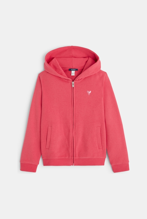 Unifarbenes Sweatshirt mit Kapuze Rosa Mädchen 1