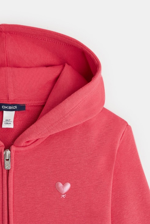 Unifarbenes Sweatshirt mit Kapuze Rosa Mädchen 2