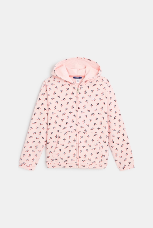 Bedrucktes Sweatshirt mit Reißverschluss Rosa Mädchen 1