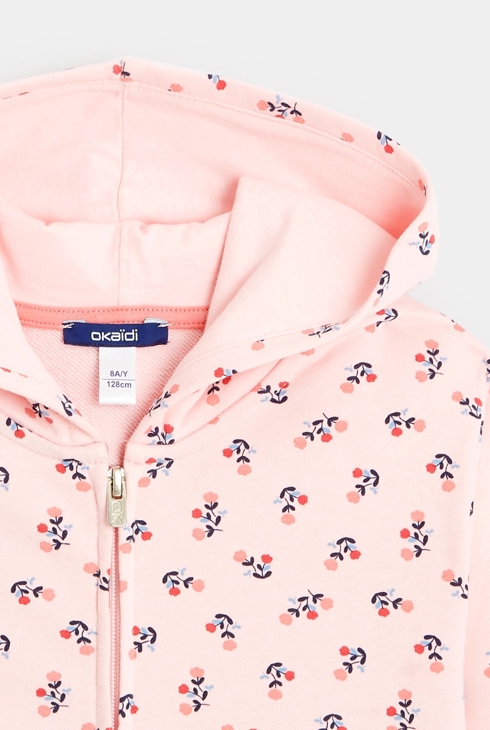 Bedrucktes Sweatshirt mit Reißverschluss Rosa Mädchen 2