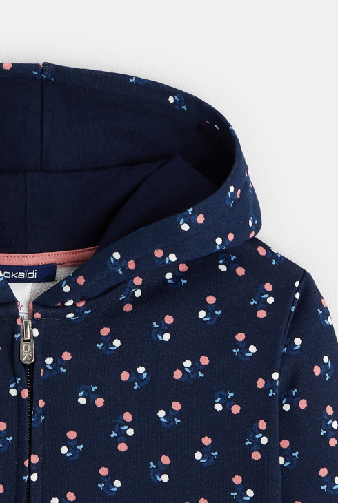 Sweat-shirt zippé imprimé bleu fille 2