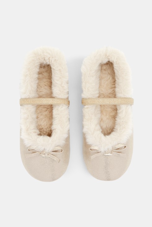 Žute toplo podstavljene svjetlucave balerinke za djevojčice 2