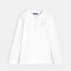 Polo uni manches longues blanc fille