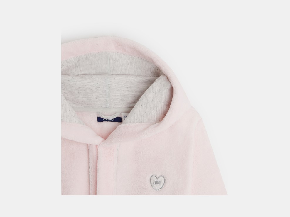 Peignoir à capuche en sherpa ultra-doux rose fille 2