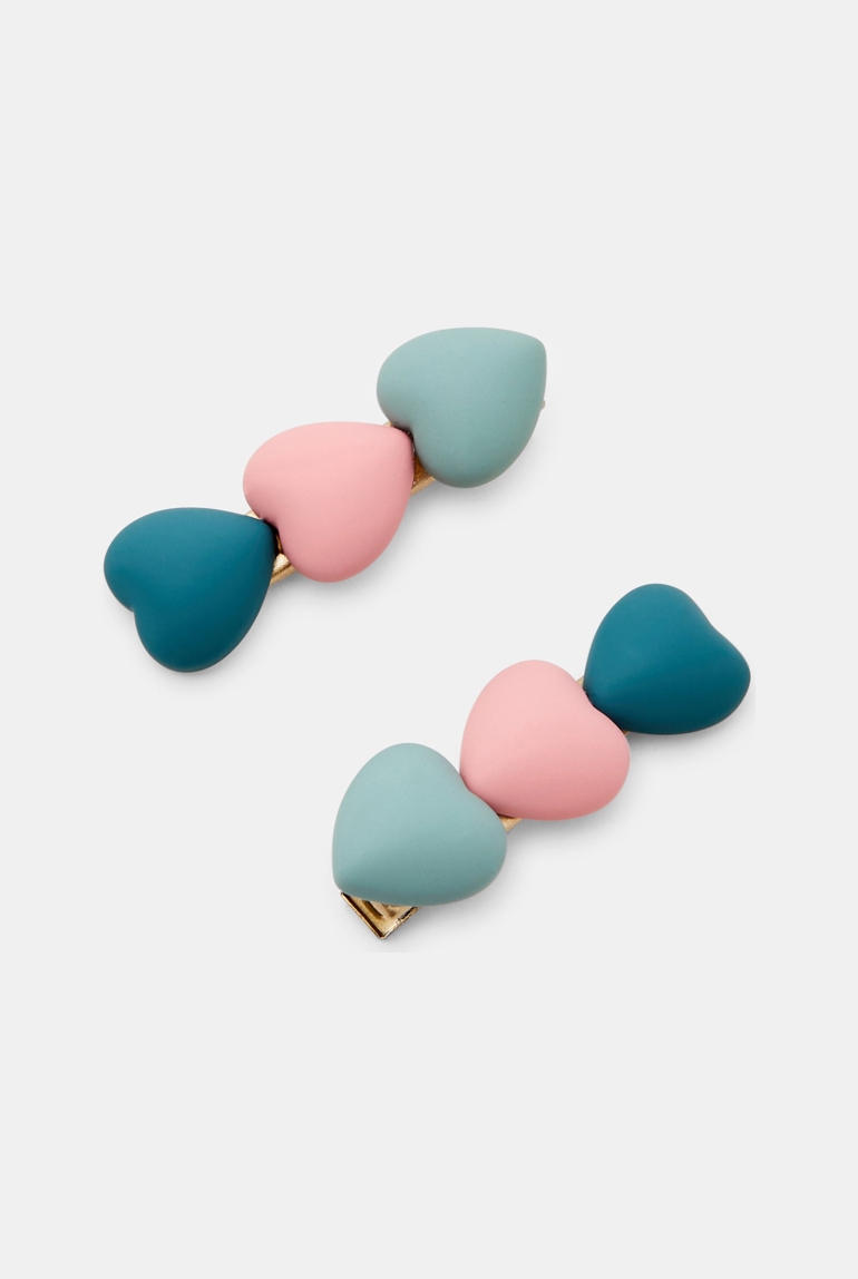 Barrettes cœurs (lot de 2) vert fille 1