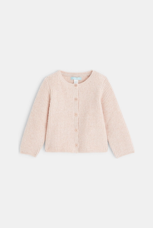 Gilet irisé rose bébé fille 1