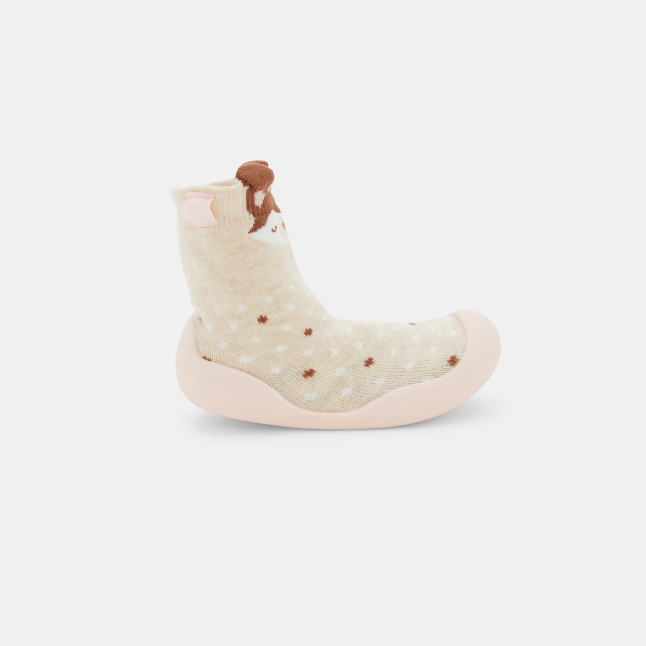 Chausson chaussette toiles beige b b fille Oka di Oba bi