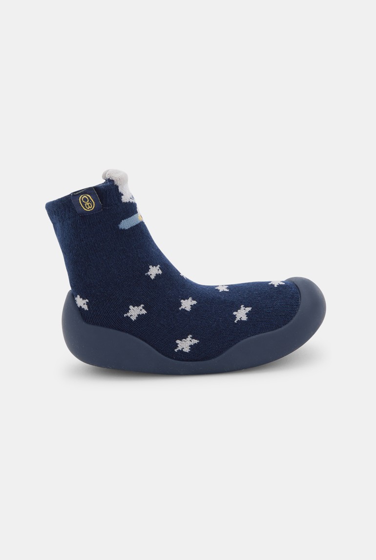 FALKE Chaussettes Bébé Rayées Père Noël – Taille 80-92 – Bleu Marine – Picots Antidérapants – Coton Doux
