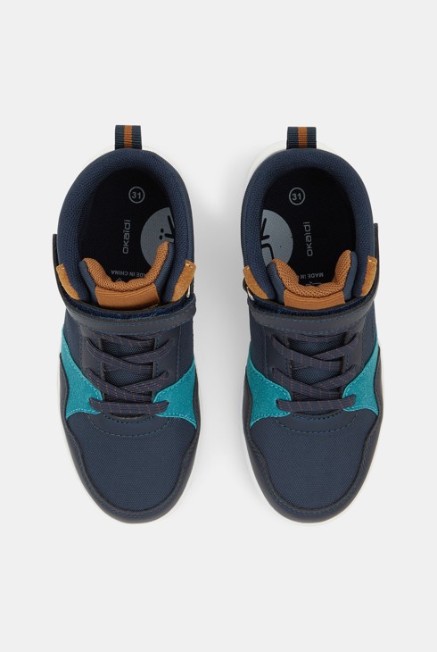 Knöchelhoher Sneaker mit Schnürsenkeln und Klettverschluss Blau Jungen 2