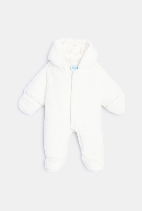 Stramplerjacke mit Kapuze aus Softboa Weiß Geburt 1