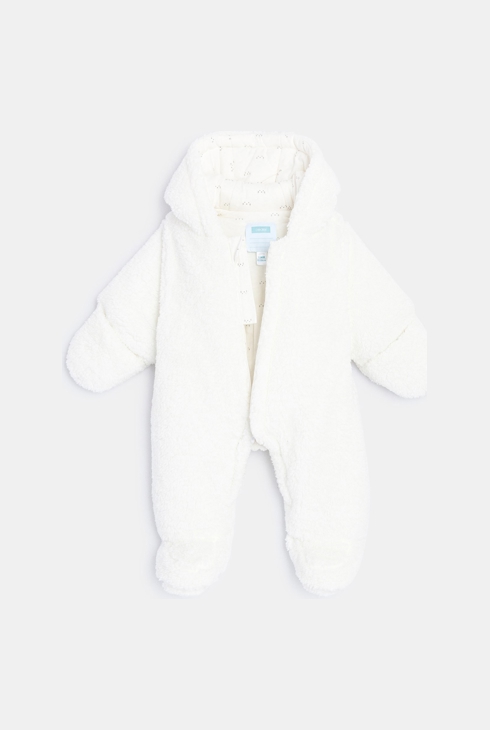Stramplerjacke mit Kapuze aus Softboa Weiß Geburt 2