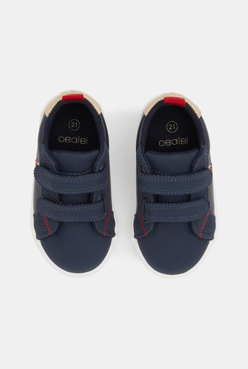 Tennis à scratchs brodée cerises bleues bébé fille 2