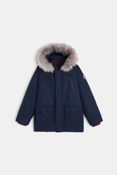 Parka matelassée bleue à capuche garçon 1