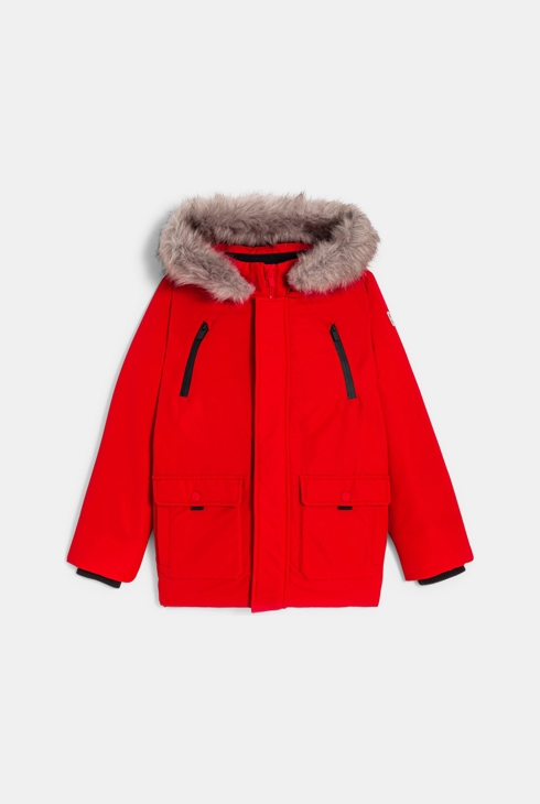 Parka matelassée à capuche rouge garçon
