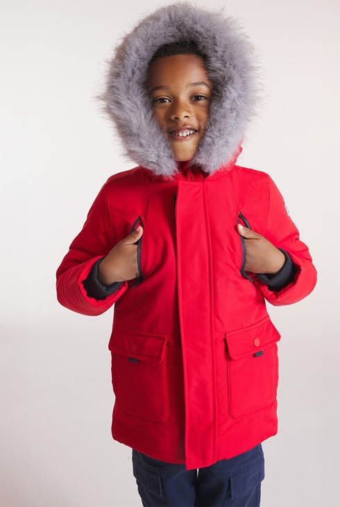 Gesteppter Parka mit Kapuze Rot Jungen 1