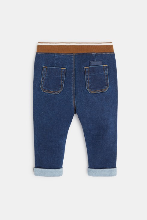 Denim broek met gebreide look blauw babyjongen 2