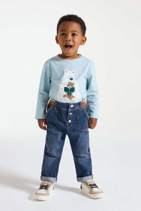 Denimhose im Knitlook Blau Baby Jungen 1