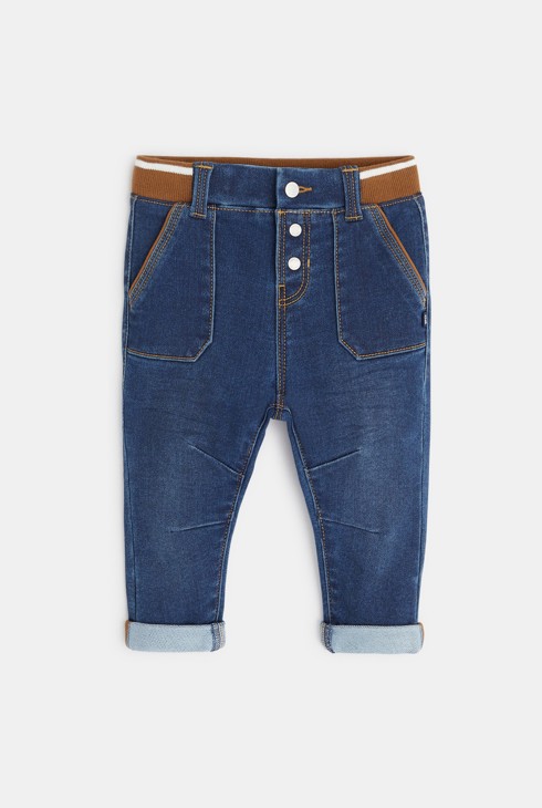 Pantalón vaquero de punto knit-look azul bebé niño 1