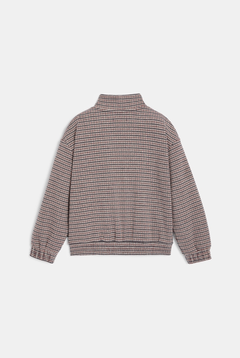 Blouson à petits carreaux écusson love rouge fille
