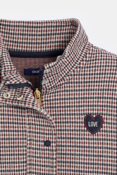 Jacke mit kleinem Karomuster und Love-Aufnäher Rot Mädchen 2