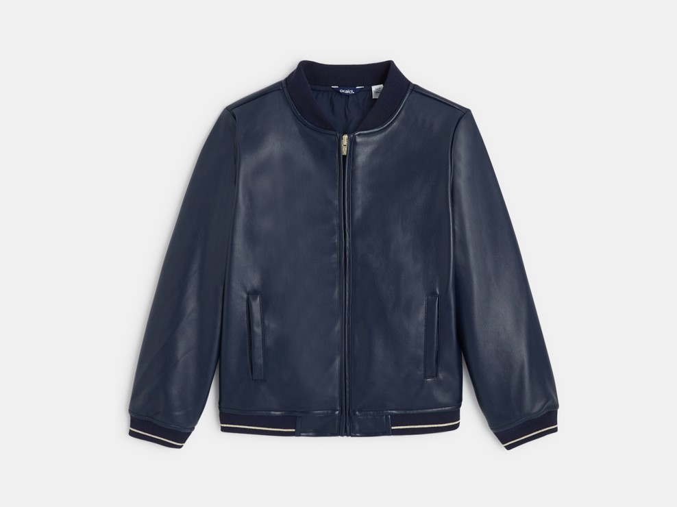 Blouson en faux cuir bleu fille 1