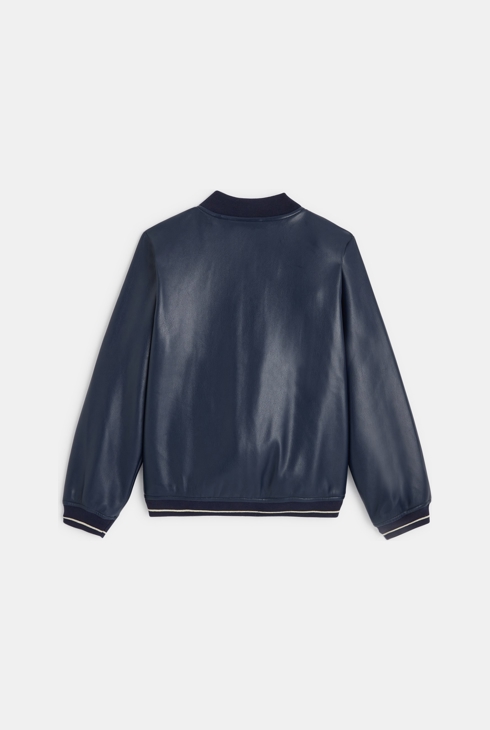 Blouson en faux cuir bleu fille