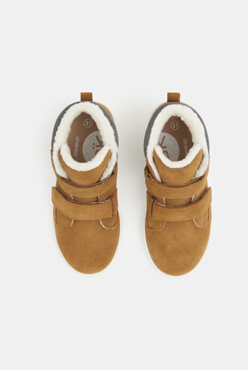 Chaussure montante mix matières à scratchs marron garçon 2