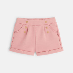 Short maille molleton effet pont rose bébé fille 1