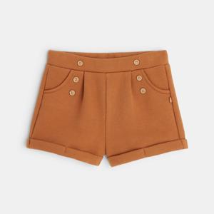 Short maille molleton effet pont marron bébé fille 1